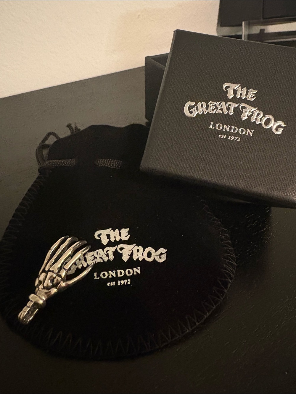 The great frog bone hand pendant